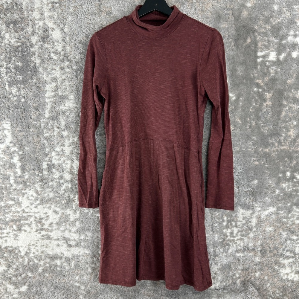 Toad and Co Size S Organic Cotton Turtleneck Mini Shirt Dress Red Pullover